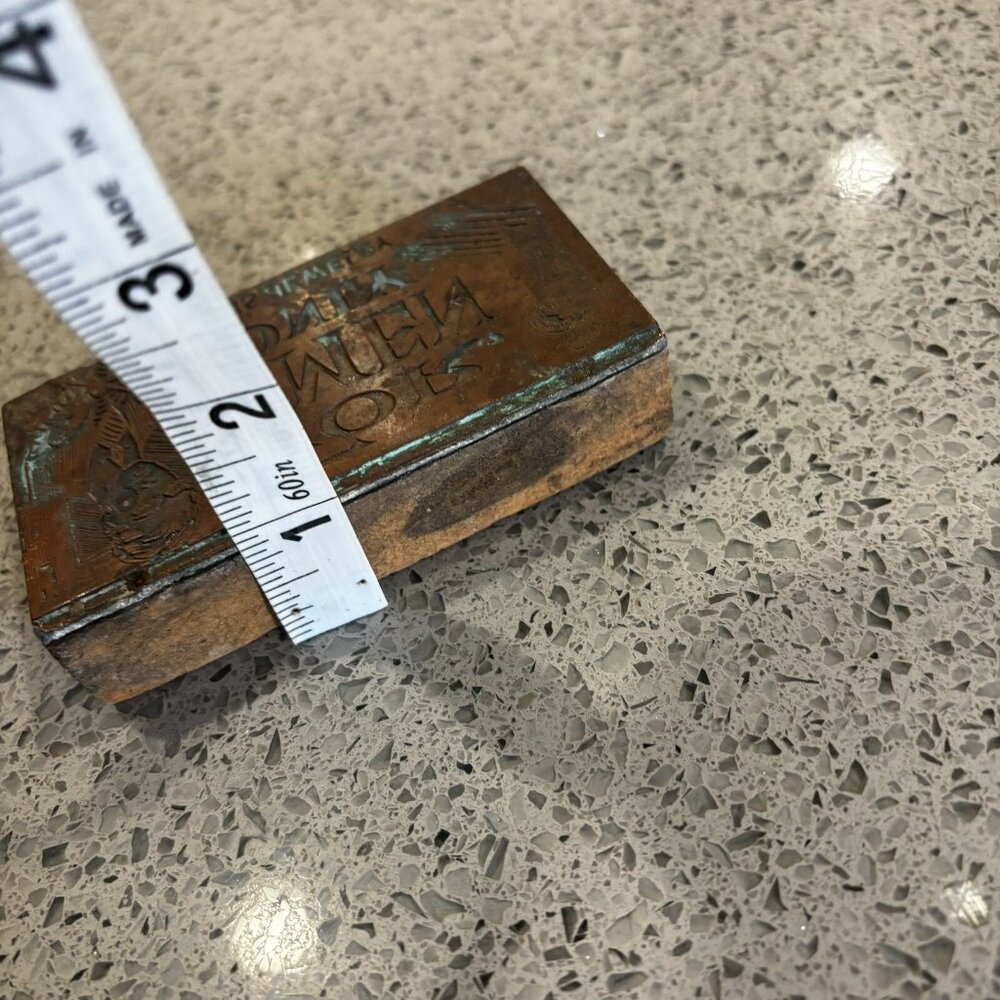 Vintage Antique Copper Wood Letterpress Printing Block “Men’s Jewelry” Crafting - Picture 2 of 8